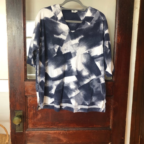 Kin by John Lewis Cotton Pullover Tunic Abstract Print Oversized Lagenlook M/L - Picture 3 of 11